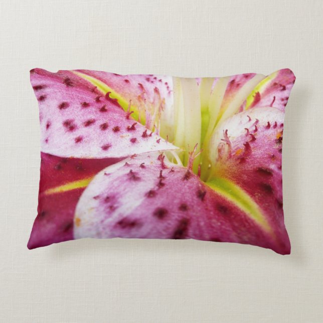 Stargazer Lily Bright Magenta Floral Accent Pillow (Back)
