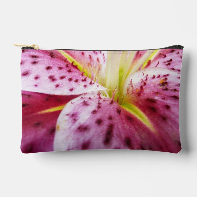 Stargazer Lily Bright Magenta Floral Accessory Pouch (Front)