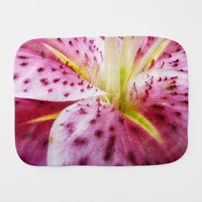 Stargazer Lily Bright Magenta Floral Burp Cloth (Front Horizontal)