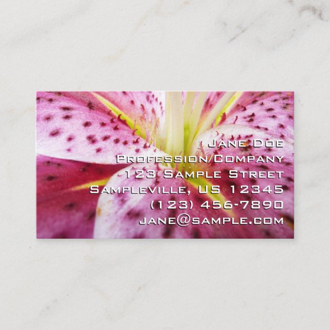 Stargazer Lily Bright Magenta Floral Business Card (Front)