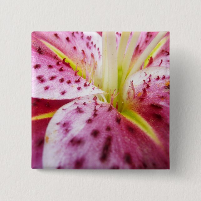 Stargazer Lily Bright Magenta Floral Button (Front)