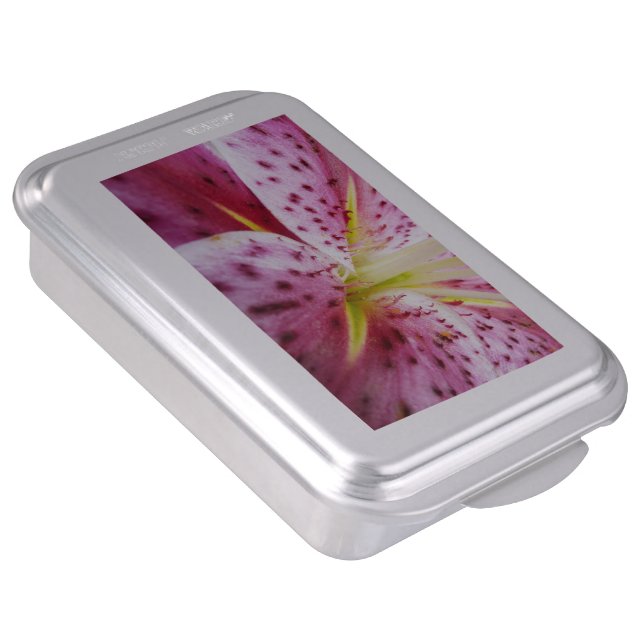 Stargazer Lily Bright Magenta Floral Cake Pan (Side)