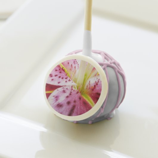 Stargazer Lily Bright Magenta Floral Cake Pops (Front Insitu)