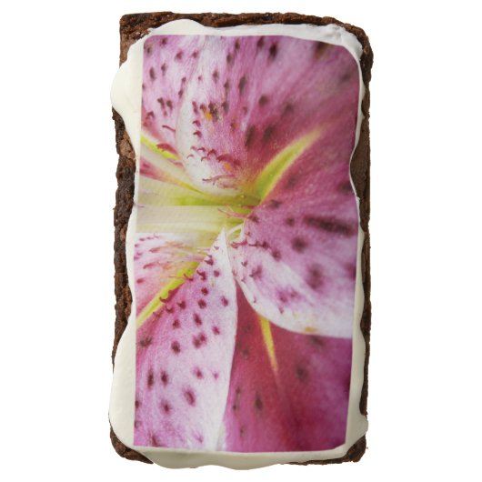 Stargazer Lily Bright Magenta Floral Chocolate Brownie (Rotated)