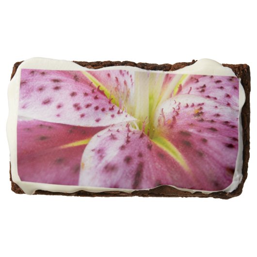 Stargazer Lily Bright Magenta Floral Chocolate Brownie (Front)