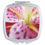 Stargazer Lily Bright Magenta Floral Compact Mirror