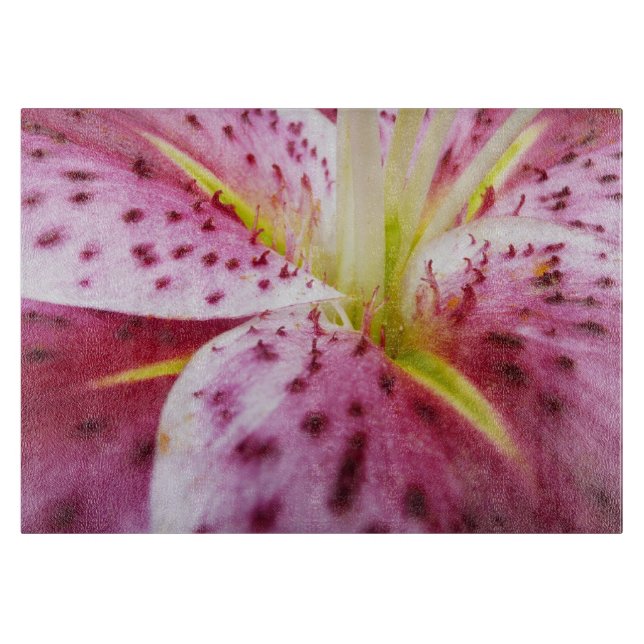 Stargazer Lily Bright Magenta Floral Cutting Board (Front)