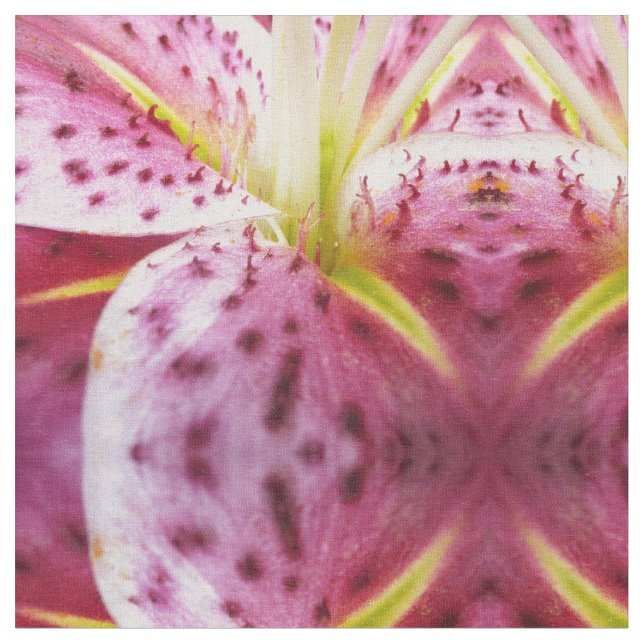 Stargazer Lily Bright Magenta Floral Fabric (Close Up)