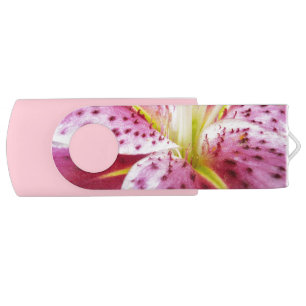 Stargazer Lily Bright Magenta Floral Flash Drive