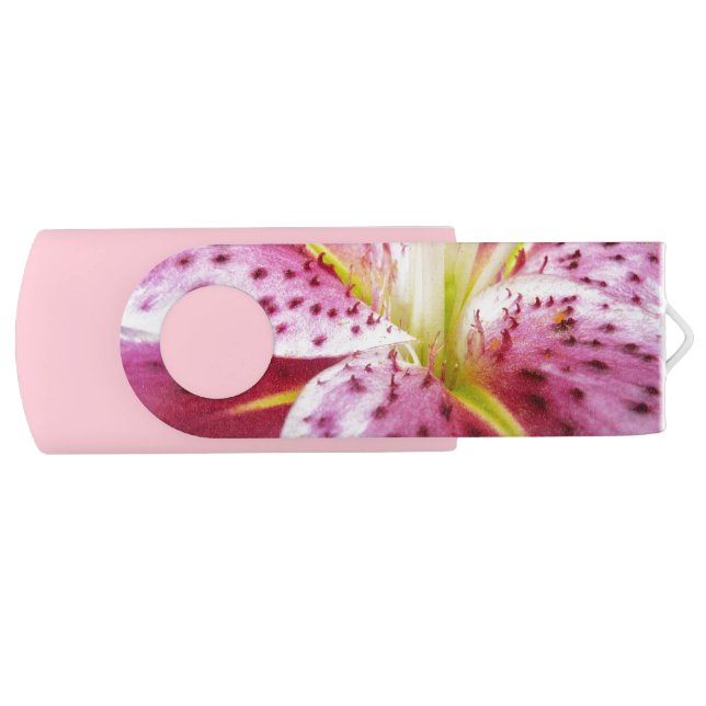 Stargazer Lily Bright Magenta Floral Flash Drive (Front)