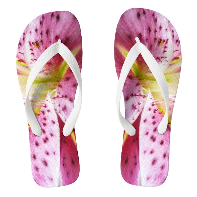 Stargazer Lily Bright Magenta Floral Flip Flops (Footbed)