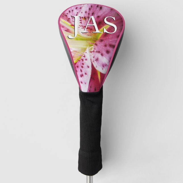 Stargazer Lily Bright Magenta Floral Golf Head Cover (Front)