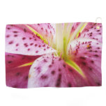 Stargazer Lily Bright Magenta Floral Golf Towel