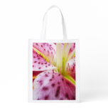 Stargazer Lily Bright Magenta Floral Grocery Bag