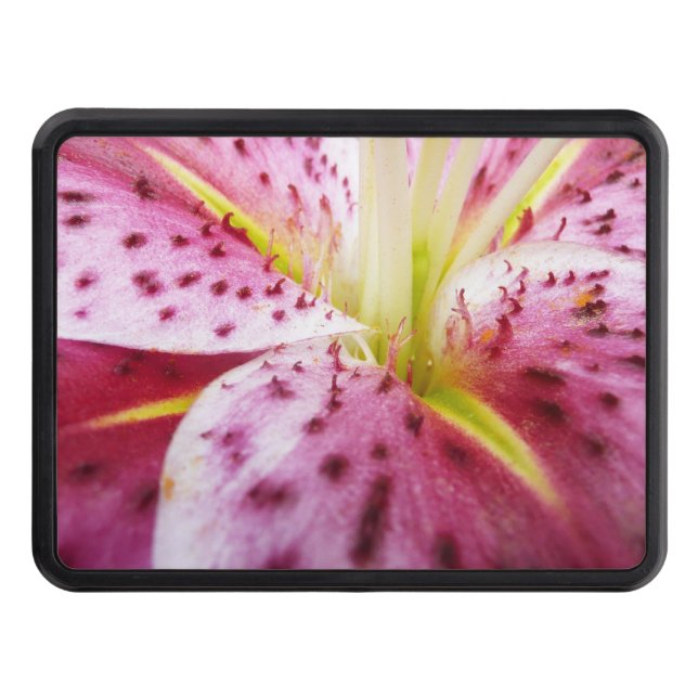 Stargazer Lily Bright Magenta Floral Hitch Cover (Front)