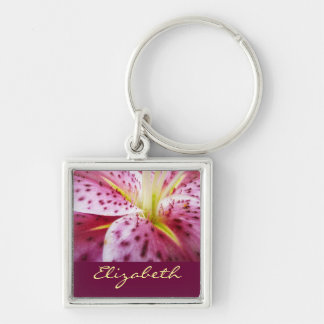 Stargazer Lily Bright Magenta Floral Keychain