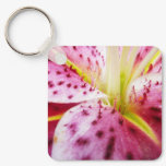 Stargazer Lily Bright Magenta Floral Keychain