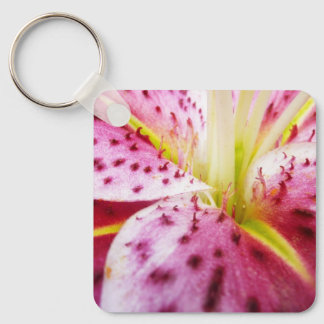 Stargazer Lily Bright Magenta Floral Keychain