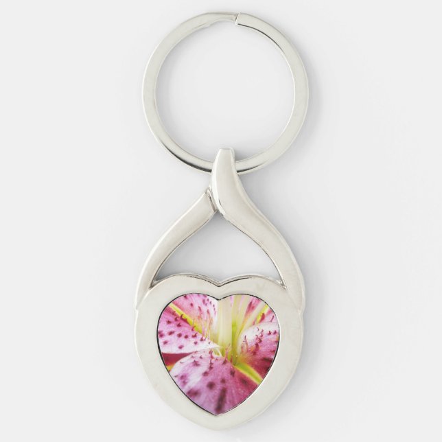 Stargazer Lily Bright Magenta Floral Keychain (Front)