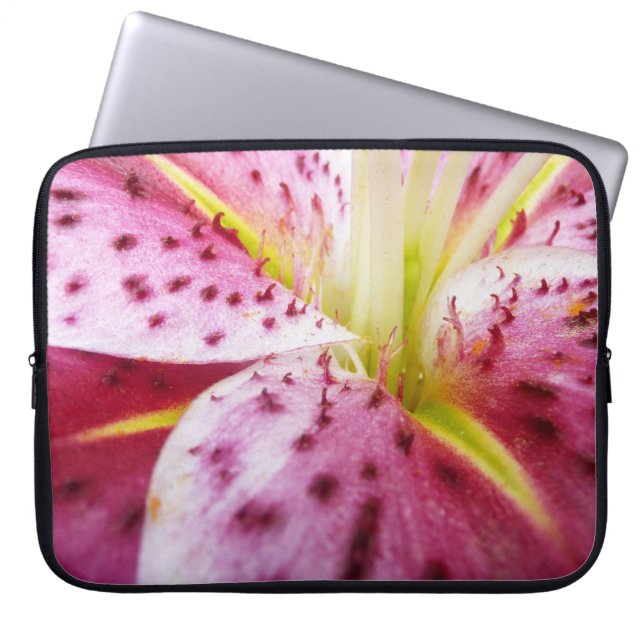 Stargazer Lily Bright Magenta Floral Laptop Sleeve (Front)