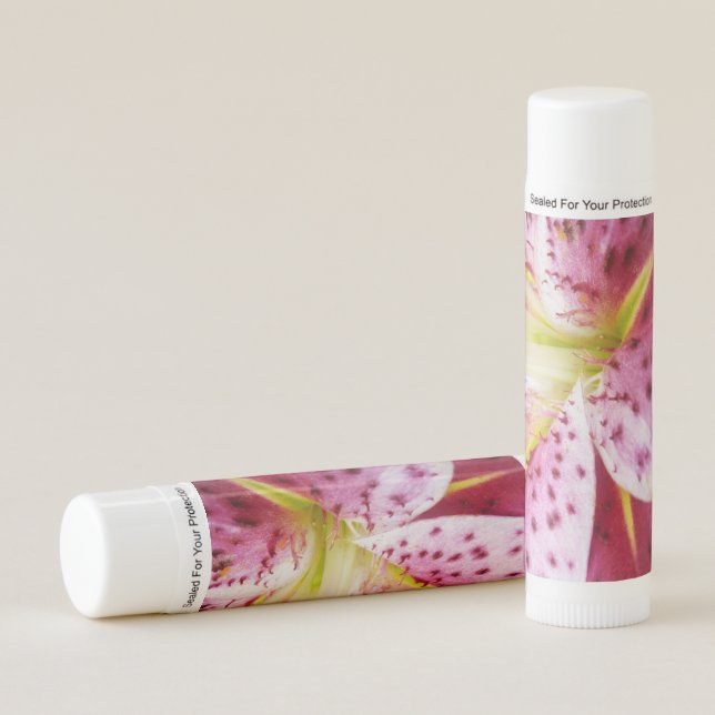 Stargazer Lily Bright Magenta Floral Lip Balm (Front)