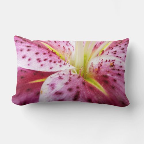 Stargazer Lily Bright Magenta Floral Lumbar Pillow