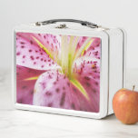 Stargazer Lily Bright Magenta Floral Metal Lunch Box