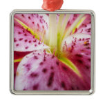 Stargazer Lily Bright Magenta Floral Metal Ornament