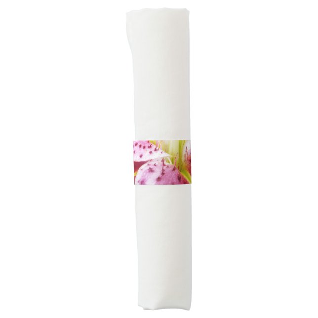 Stargazer Lily Bright Magenta Floral Napkin Bands (Front)