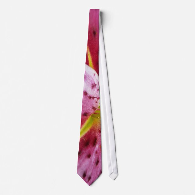 Stargazer Lily Bright Magenta Floral Neck Tie (Front)