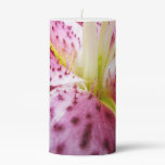 Stargazer Lily Bright Magenta Floral Pillar Candle