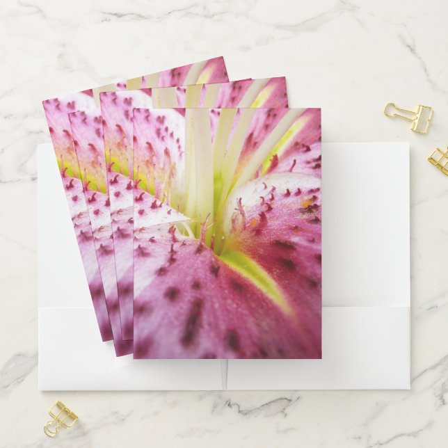 Stargazer Lily Bright Magenta Floral Pocket Folder (In Situ)