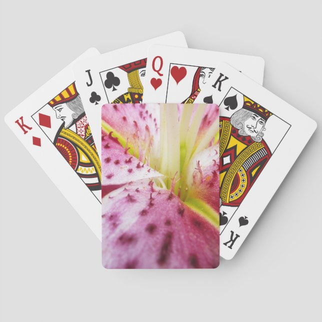Stargazer Lily Bright Magenta Floral Poker Cards (Back)