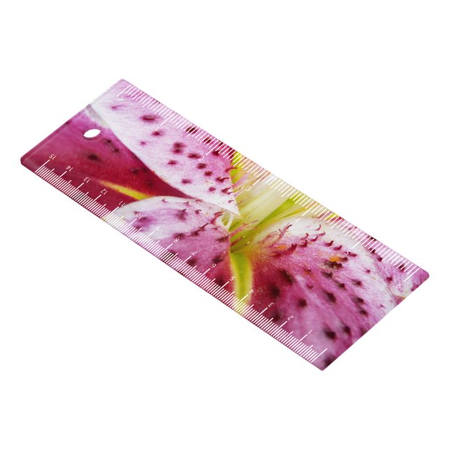 Stargazer Lily Bright Magenta Floral Ruler (Angled)