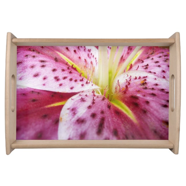 Stargazer Lily Bright Magenta Floral Serving Tray (Front)