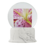 Stargazer Lily Bright Magenta Floral Snow Globe