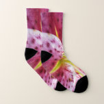 Stargazer Lily Bright Magenta Floral Socks