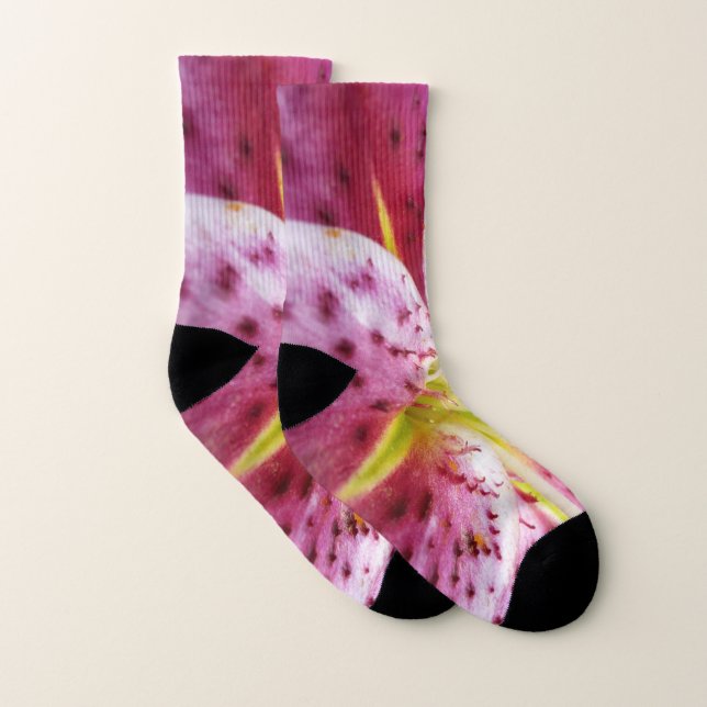 Stargazer Lily Bright Magenta Floral Socks (Pair)