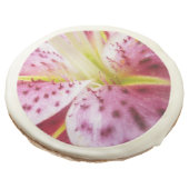 Stargazer Lily Bright Magenta Floral Sugar Cookie (Angled)