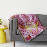 Stargazer Lily Bright Magenta Floral Throw Blanket