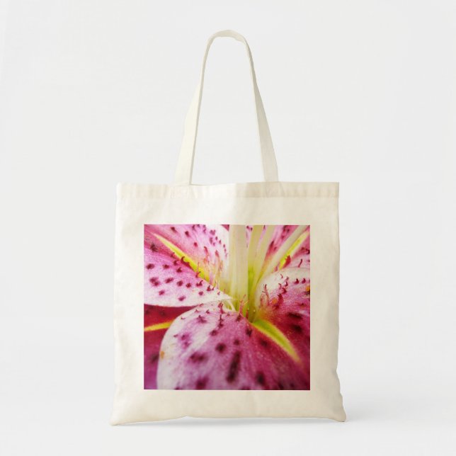 Stargazer Lily Bright Magenta Floral Tote Bag (Front)