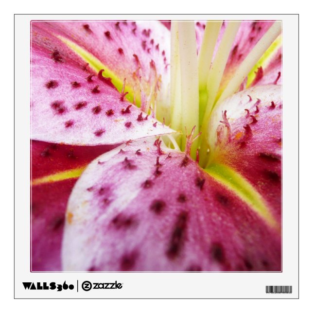 Stargazer Lily Bright Magenta Floral Wall Sticker (Front)