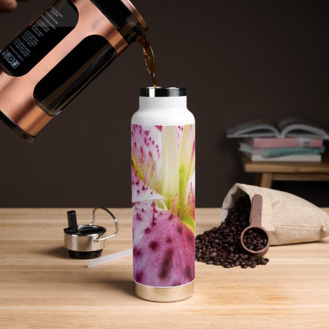 Stargazer Lily Bright Magenta Floral Water Bottle (Coffee)