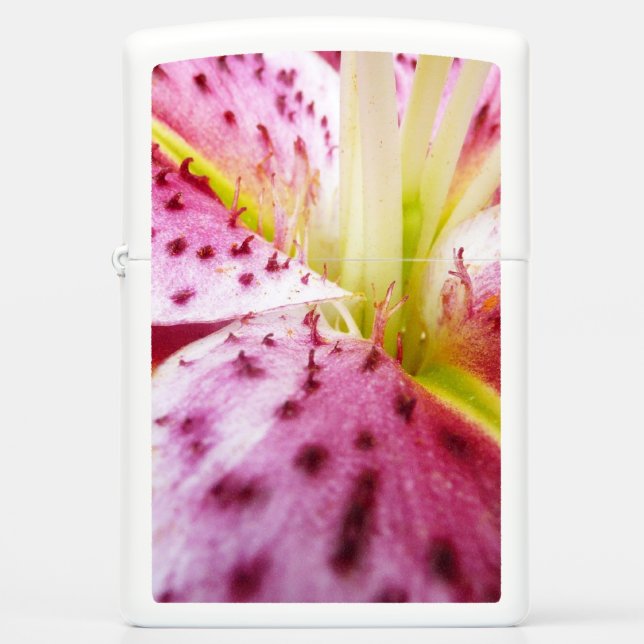 Stargazer Lily Bright Magenta Floral Zippo Lighter (Front)