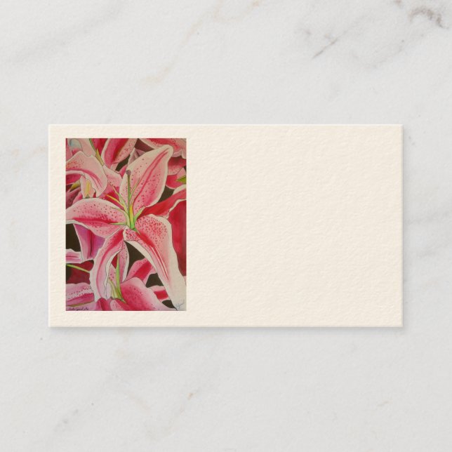 Stargazer lily business cards by Sacha Grossel Art (Front)