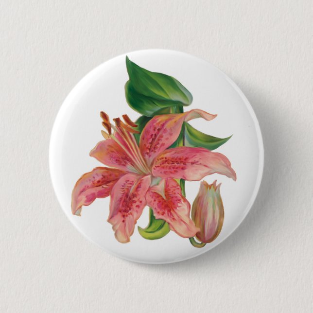 Stargazer Lily Button (Front)