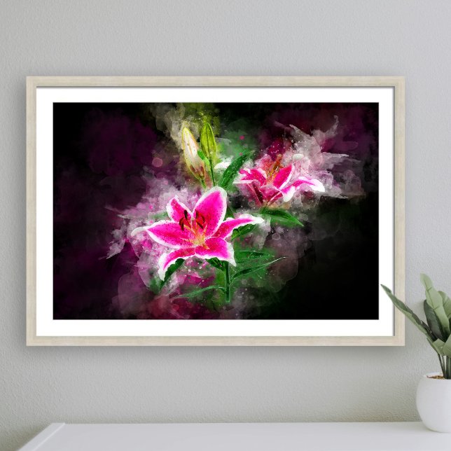 Stargazer Lily flower watercolor - bb 02 Poster (Creator Uploaded)