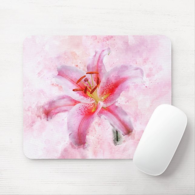 Stargazer Lily flower watercolor - wb 01 Mouse Pad (With Mouse)