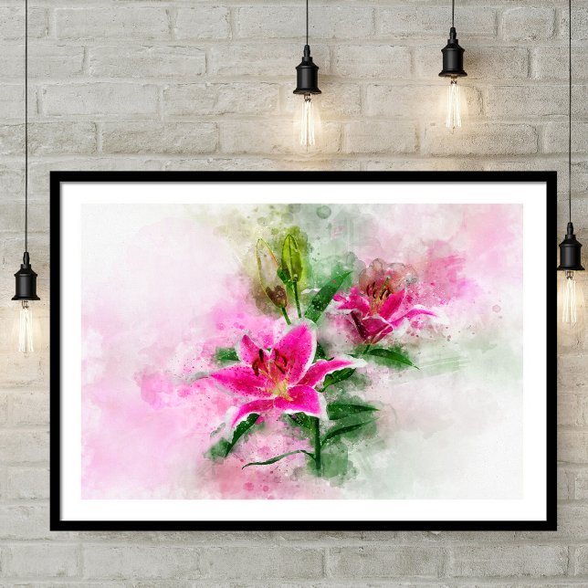 Stargazer Lily flower watercolor - wb 02 Poster (Creator Uploaded)