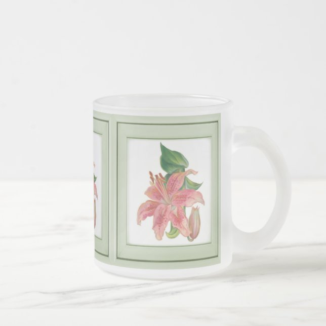 Stargazer Lily Frosted Glass Coffee Mug (Right)